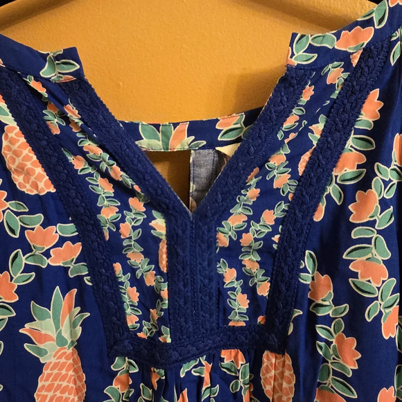 Crown & Ivy Blue Pineapple Print Blouse - Picture 3 of 6
